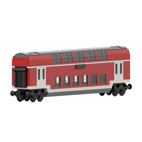 City Rail Transit Building Blocks, European Classic Double-Decker Train Model, Micro Scale Railway Display Construction Set (470PCS/Red/Second Class Carriage) - cubertime