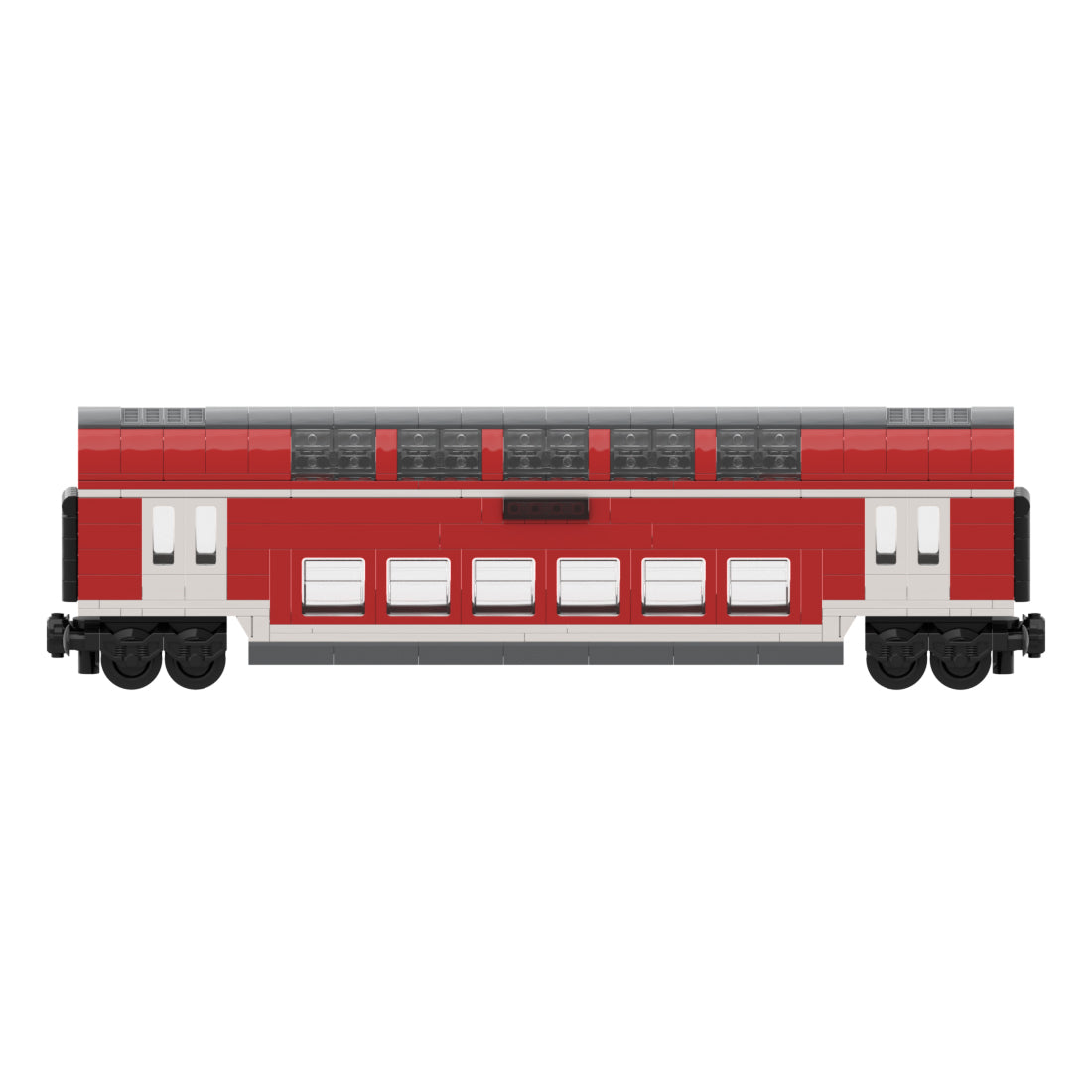 City Rail Transit Building Blocks, European Classic Double-Decker Train Model, Micro Scale Railway Display Construction Set (470PCS/Red/Second Class Carriage) - cubertime