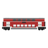 City Rail Transit Building Blocks, European Classic Double-Decker Train Model, Micro Scale Railway Display Construction Set (470PCS/Red/Second Class Carriage) - cubertime