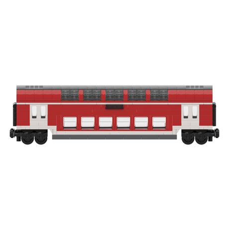 City Rail Transit Building Blocks, European Classic Double-Decker Train Model, Micro Scale Railway Display Construction Set (470PCS/Red/Second Class Carriage) - cubertime