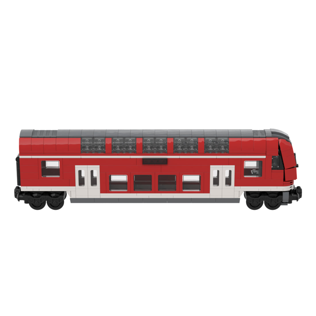 City Rail Transit Building Blocks, European Classic Double-Decker Train Model, Micro Scale Railway Display Construction Set (580PCS/Red/Control Car) - cubertime