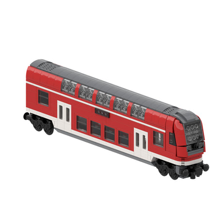 City Rail Transit Building Blocks, European Classic Double-Decker Train Model, Micro Scale Railway Display Construction Set (580PCS/Red/Control Car) - cubertime