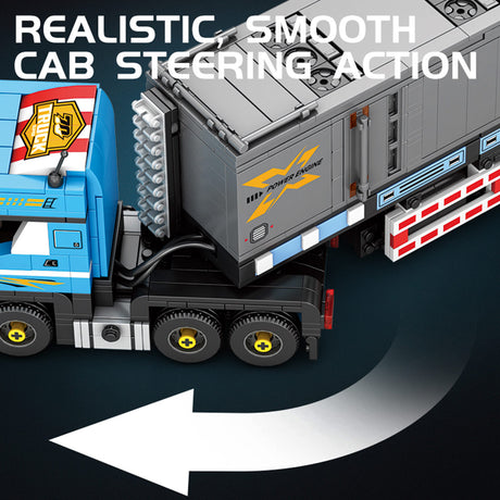 Classic European Heavy Truck Building Block Set, Modular Tractor with Detachable Cargo Trailer, Movable Cabin and Cargo Doors, Display Construction Kit (992PCS) - cubertime