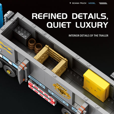 Classic European Heavy Truck Building Block Set, Modular Tractor with Detachable Cargo Trailer, Movable Cabin and Cargo Doors, Display Construction Kit (992PCS) - cubertime