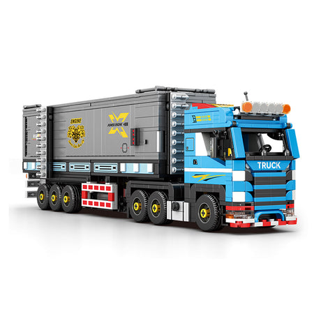 Classic European Heavy Truck Building Block Set, Modular Tractor with Detachable Cargo Trailer, Movable Cabin and Cargo Doors, Display Construction Kit (992PCS) - cubertime