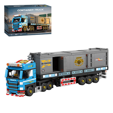 Classic European Heavy Truck Building Block Set, Modular Tractor with Detachable Cargo Trailer, Movable Cabin and Cargo Doors, Display Construction Kit (992PCS) - cubertime