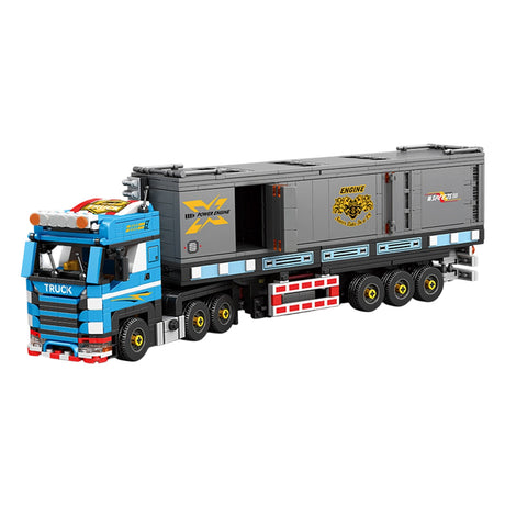 Classic European Heavy Truck Building Block Set, Modular Tractor with Detachable Cargo Trailer, Movable Cabin and Cargo Doors, Display Construction Kit (992PCS) - cubertime
