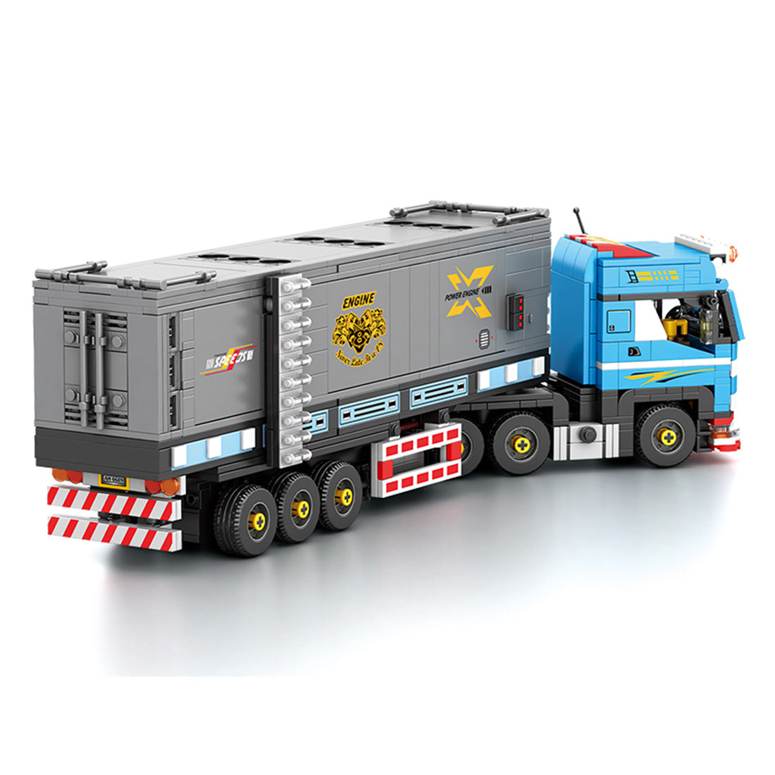 Classic European Heavy Truck Building Block Set, Modular Tractor with Detachable Cargo Trailer, Movable Cabin and Cargo Doors, Display Construction Kit (992PCS) - cubertime