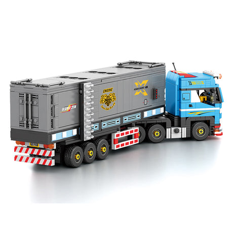 Classic European Heavy Truck Building Block Set, Modular Tractor with Detachable Cargo Trailer, Movable Cabin and Cargo Doors, Display Construction Kit (992PCS) - cubertime