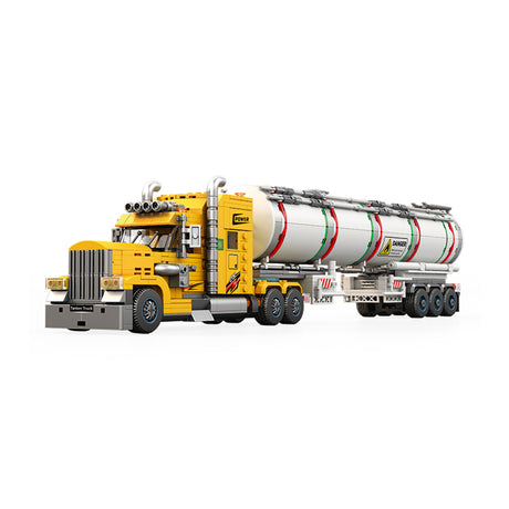 Classic North American Tanker Truck Building Block Set, Long-Nose Tractor with Tank Trailer, Movable Components and Detailed Mechanical Design, Display Construction Kit (1119PCS) - cubertime