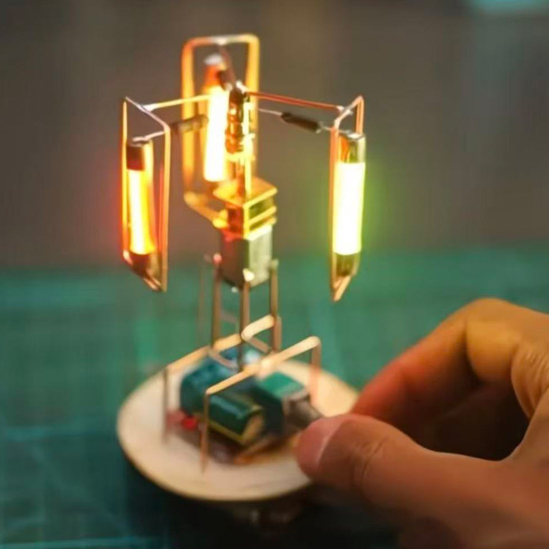 Creative DIY Soldering Kit Rotating LED Light Tower Desk Lamp, STEM Electronics Kit Home Decor - cubertime