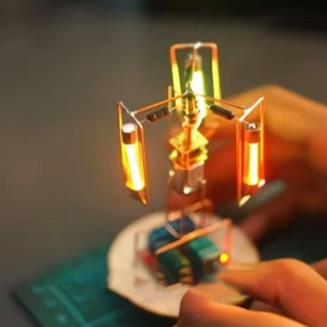 Creative DIY Soldering Kit Rotating LED Light Tower Desk Lamp, STEM Electronics Kit Home Decor - cubertime