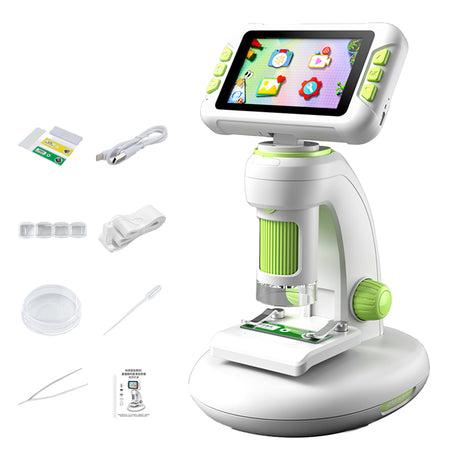 DIY Assembly Digital Microscope, STEM Science Microscope for Nature Exploration (Blue/Green/Gray/Purple)