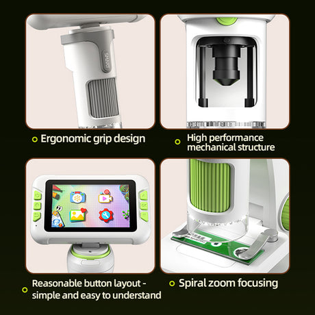DIY Assembly Digital Microscope, STEM Science Microscope for Nature Exploration (Blue/Green/Gray/Purple)