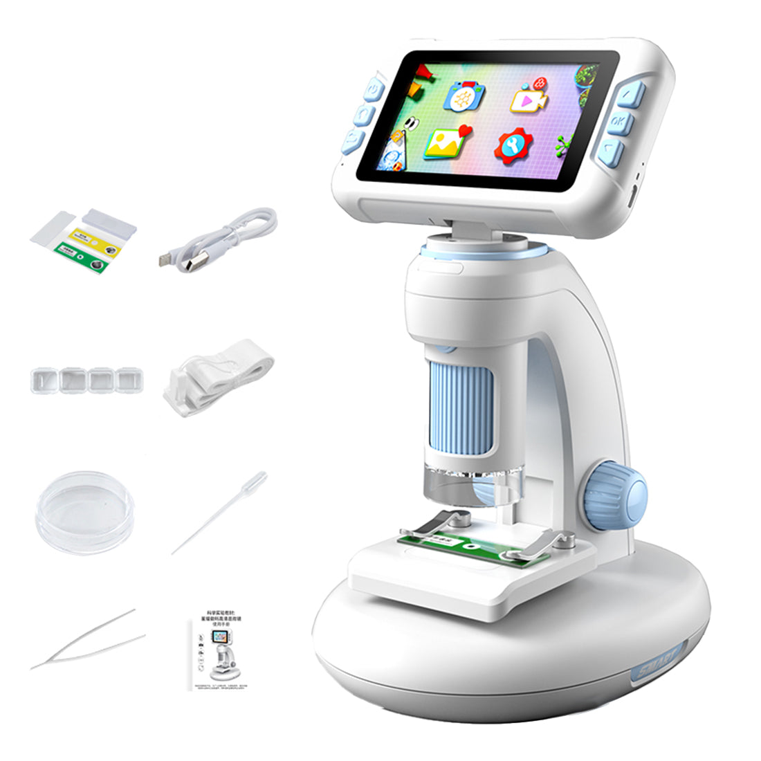 DIY Assembly Digital Microscope, STEM Science Microscope for Nature Exploration (Blue/Green/Gray/Purple)