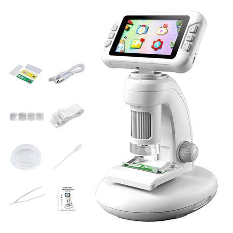 DIY Assembly Digital Microscope, STEM Science Microscope for Nature Exploration (Blue/Green/Gray/Purple)
