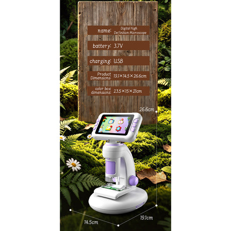 DIY Assembly Digital Microscope, STEM Science Microscope for Nature Exploration (Blue/Green/Gray/Purple)