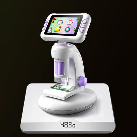 DIY Assembly Digital Microscope, STEM Science Microscope for Nature Exploration (Blue/Green/Gray/Purple)