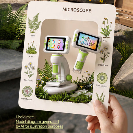 DIY Assembly Digital Microscope, STEM Science Microscope for Nature Exploration (Blue/Green/Gray/Purple)