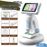 DIY Assembly Digital Microscope, STEM Science Microscope for Nature Exploration (Blue/Green/Gray/Purple)