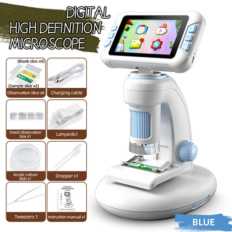 DIY Assembly Digital Microscope, STEM Science Microscope for Nature Exploration (Blue/Green/Gray/Purple)