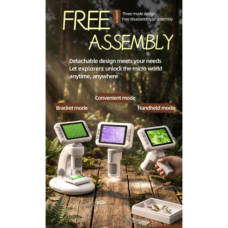 DIY Assembly Digital Microscope, STEM Science Microscope for Nature Exploration (Blue/Green/Gray/Purple)