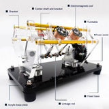 Electromagnetic Engine Model, V12 Multi Cylinder Electromagnet Motor with Transparent Acrylic Structure, V-Type Engine Display for Physics Teaching and Mechanical Desktop Decoration - CUBERTIME