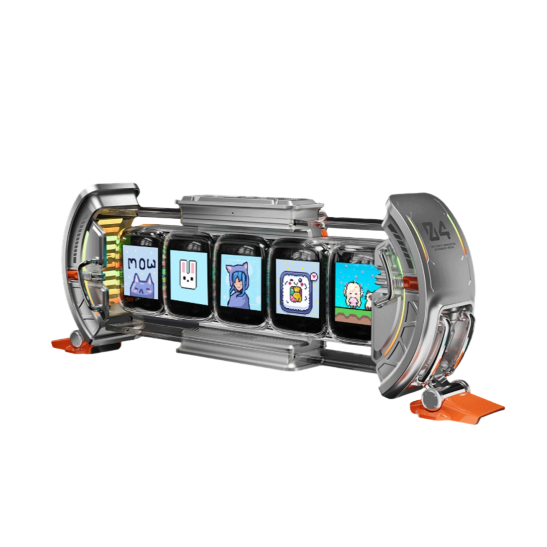 Times Gate Pixel Art Info Display Futuristic NIXIE Tube Style Clock(Glowing Silver)