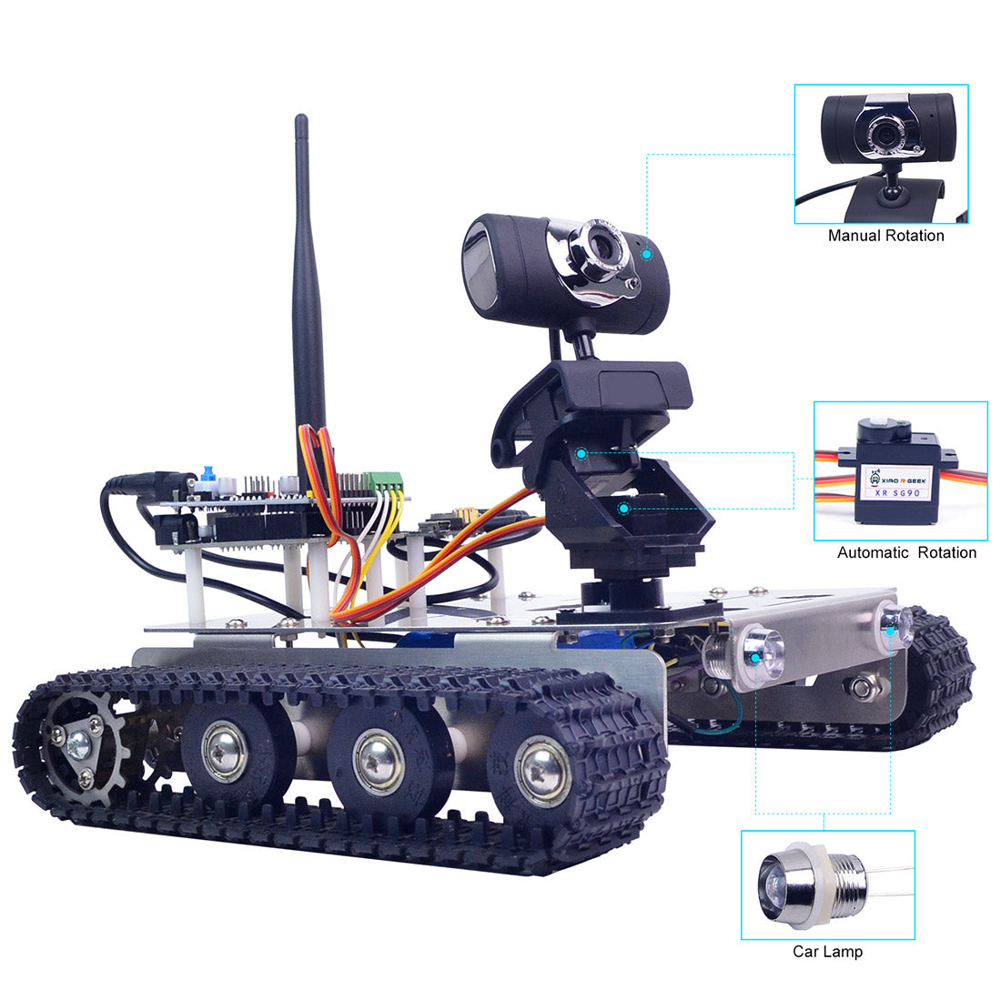 GFS Microcontroller Intelligent Robot Car Kit with WiFi & Bluetooth Connectivity, Video Transmission - Compatible with Arduino-UNO, Raspberry-Pi - cubertime