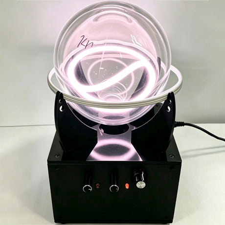 Glow Ring Reactor, Inert Gas Glow Sphere, High Frequency Energy Light Display, Desk Decoration Ion Globe (Krypton Gas/166mm) - cubertime