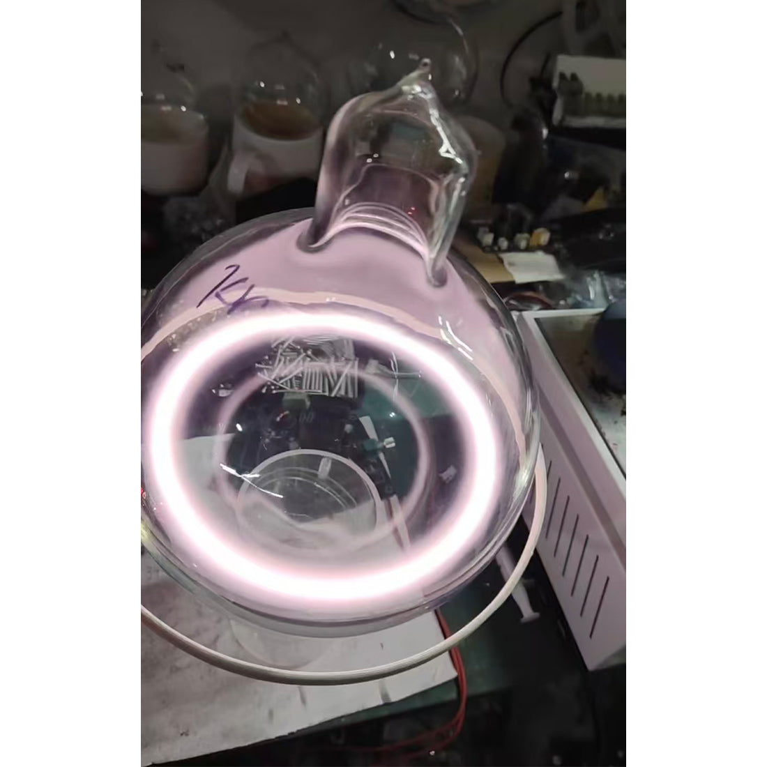 Glow Ring Reactor, Inert Gas Glow Sphere, High Frequency Energy Light Display, Desk Decoration Ion Globe (Krypton Gas/166mm) - cubertime