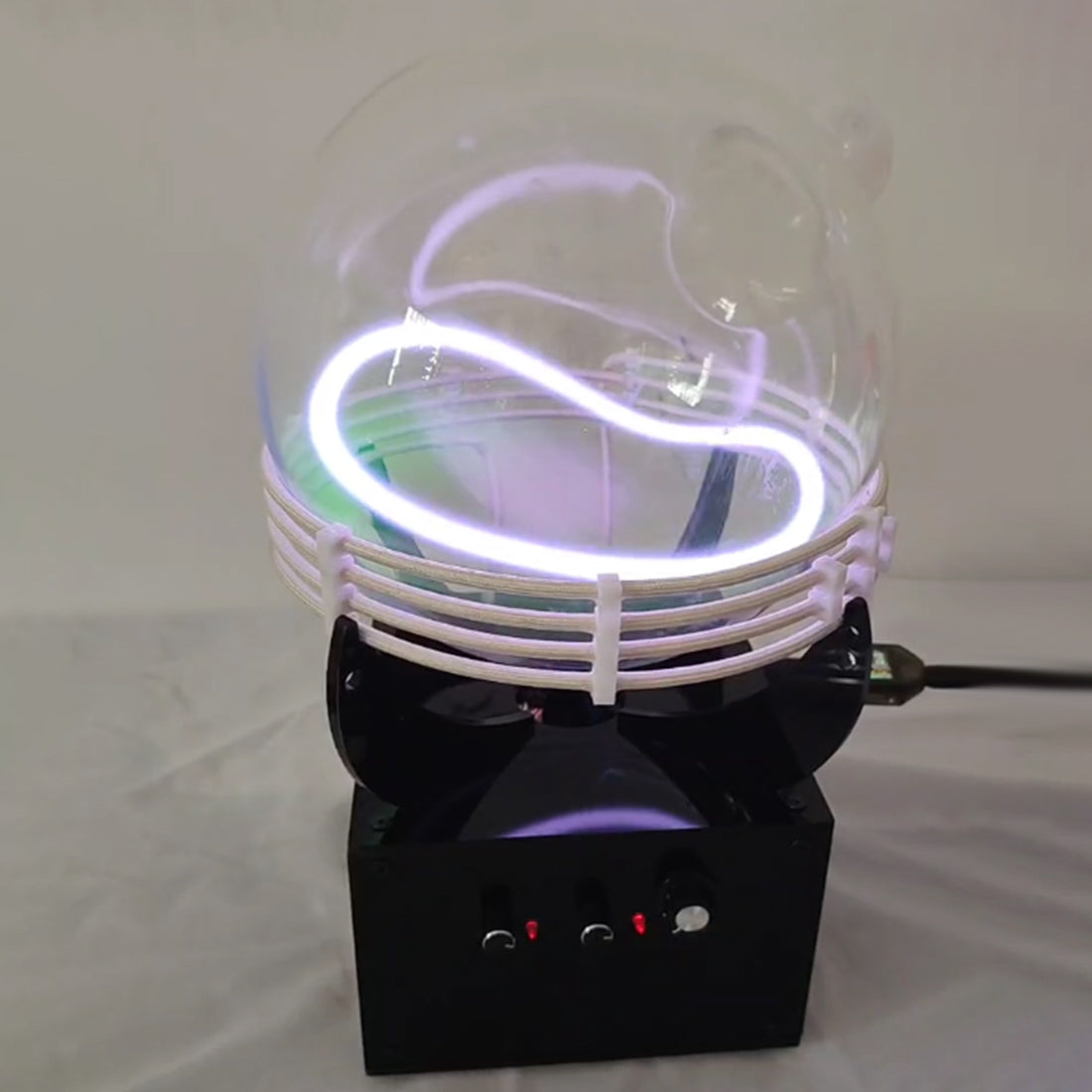 Glow Ring Reactor, Inert Gas Glow Sphere, High Frequency Energy Light Display, Desk Decoration Ion Globe (Xenon Gas) - cubertime