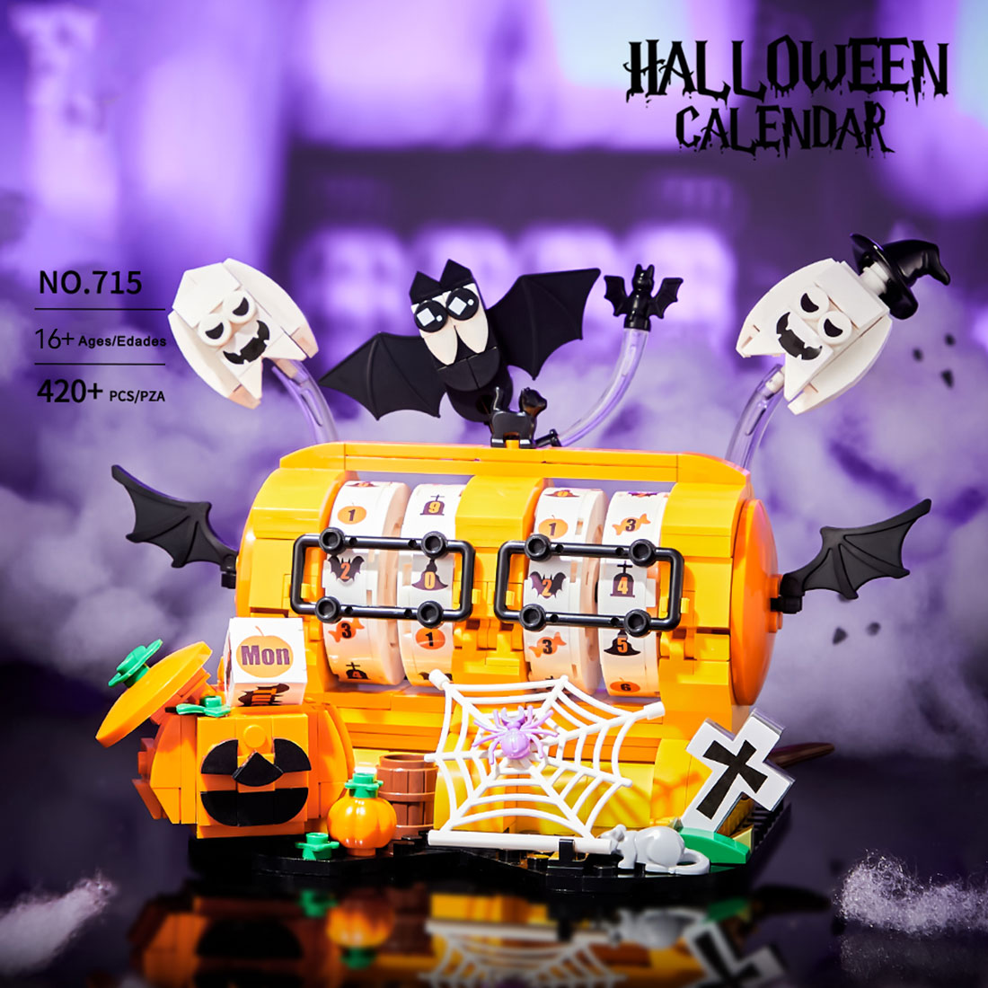MOC Halloween Calendar and Adjustable Phone Stand Building Block Set(420+PCS) - cubertime