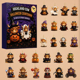 Halloween Long-Haired Cow 24-Day Countdown Surprise Box Mini Figure Set, Holiday Advent Calendar Mystery Bag Collection for Party Favors and Desktop Display - cubertime