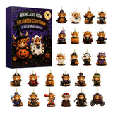 Halloween Long-Haired Cow 24-Day Countdown Surprise Box Mini Figure Set, Holiday Advent Calendar Mystery Bag Collection for Party Favors and Desktop Display - cubertime