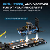 Heavy-Duty Engineering Transport Truck Building Block Set, Tractor with Knuckle Boom Crane, Lowboy Trailer and Forklift, Modular Construction Display Kit (1404PCS) - cubertime