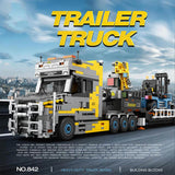 Heavy-Duty Engineering Transport Truck Building Block Set, Tractor with Knuckle Boom Crane, Lowboy Trailer and Forklift, Modular Construction Display Kit (1404PCS) - cubertime