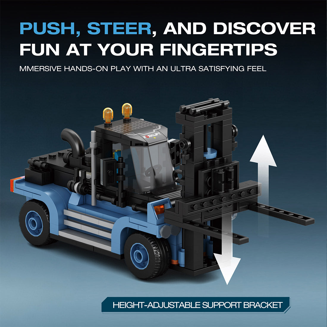 Heavy-Duty Engineering Transport Truck Building Block Set, Tractor with Knuckle Boom Crane, Lowboy Trailer and Forklift, Modular Construction Display Kit (1404PCS) - cubertime