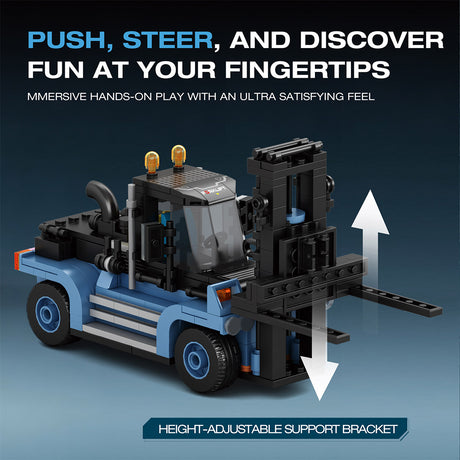 Heavy-Duty Engineering Transport Truck Building Block Set, Tractor with Knuckle Boom Crane, Lowboy Trailer and Forklift, Modular Construction Display Kit (1404PCS) - cubertime