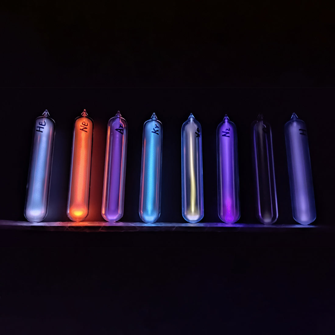 High-Purity Inert Gas Discharge Tube Collection Set, Glass Specimen Tubes for High-Frequency Glow Experiments, Science Display, Periodic Table Collection, Desktop Decor - cubertime