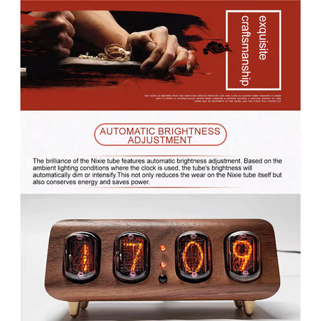 IN12 Nixie Tube Clock, Minimalist Bluetooth Alarm Clock - cubertime