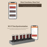 IPS Color Screen Digital Clock, Nixie Tube Style Desk Ambient Light with Wireless Time Sync, Alarm Clock, Weather Display, APP Control and Aluminum Alloy Base (US Plug/EU Plug) - CUBERTIME