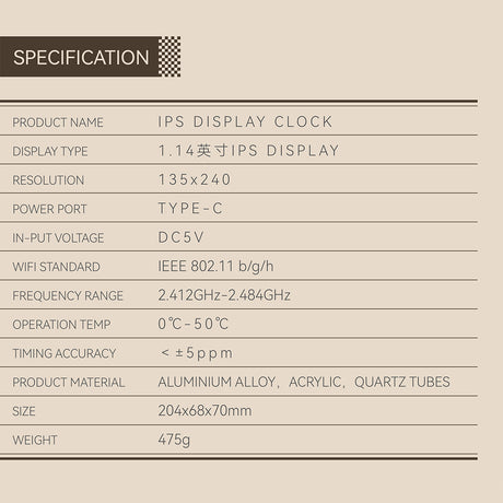 IPS Color Screen Digital Clock, Nixie Tube Style Desk Ambient Light with Wireless Time Sync, Alarm Clock, Weather Display, APP Control and Aluminum Alloy Base (US Plug/EU Plug) - CUBERTIME