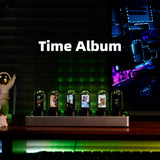 IPS Color Screen Digital Clock, Nixie Tube Style Desk Ambient Light with Wireless Time Sync, Alarm Clock, Weather Display, APP Control and Aluminum Alloy Base (US Plug/EU Plug) - CUBERTIME