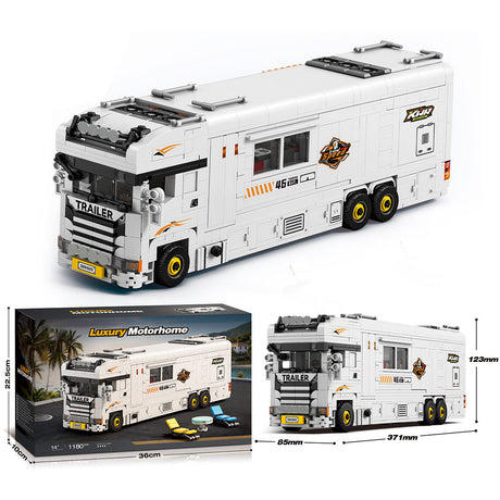 Luxury Motorhome Building Blocks Model Kit, Recreational Vehicle Camper Construction Set with Detailed Interior and Interactive Features Display (1180PCS) - cubertime