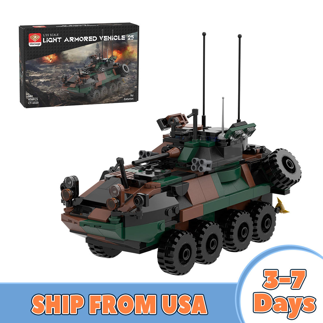 MOC-126469 LAV-25 Infantry Fighting Vehicle Model Building Blocks Set (476PCS) - cubertime