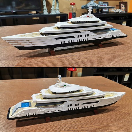 MOC-185088 1/200 Scale Mini Luxury Yacht DIY Assembly Building Blocks Set - cubertime
