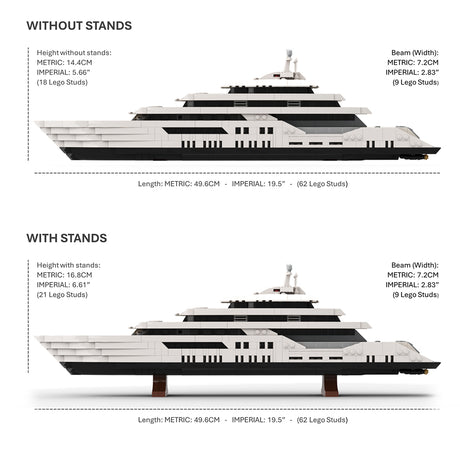 MOC-185088 1/200 Scale Mini Luxury Yacht DIY Assembly Building Blocks Set - cubertime