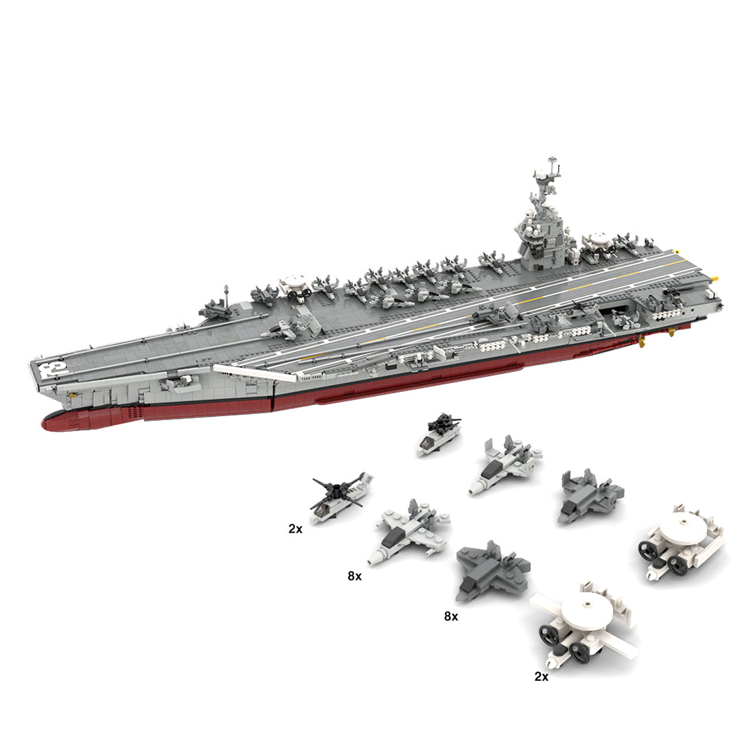 MOC-192566 Porte-avions américain Gerald R-FOD à propulsion nucléaire à l'échelle 1/300 – Ensemble de blocs de construction (6354 pièces)