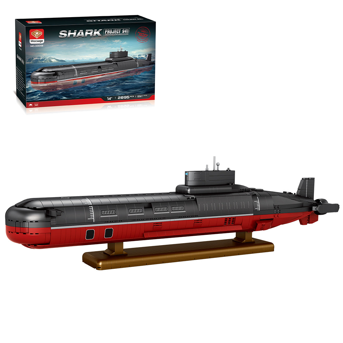 MOC-193085 1/250 Scale Typhoon Class 941 Nuclear Submarine Building Block Set (2895PCS) - cubertime